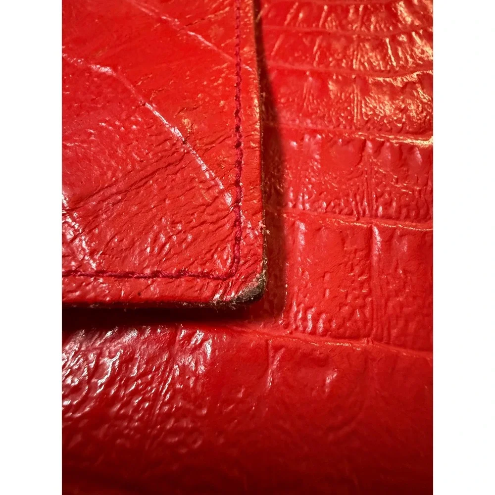 Vintage Valentino Red Embossed Leather Envelope‎ Clutch Laptop Sleeve 14